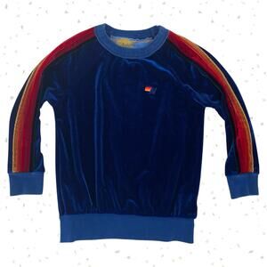 Aviator Nation Blue Velvet Classic 5 Stripe Sweatshirt Unisex Kids Top Size 6